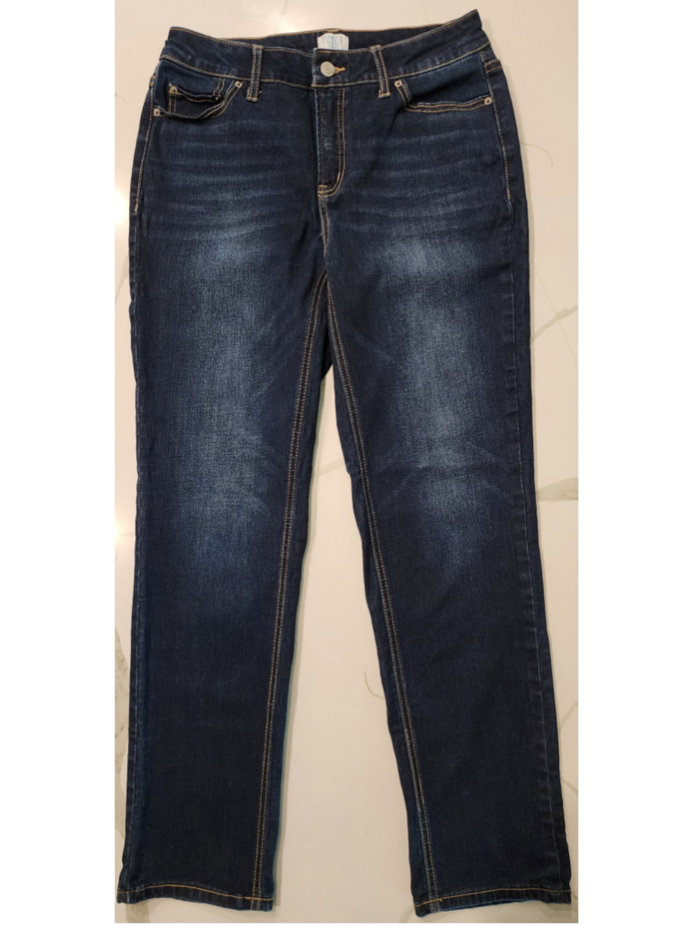 Time and Tru Jeans Dark Wash Straight Leg Denim Pants Women's 10 Mid Rise